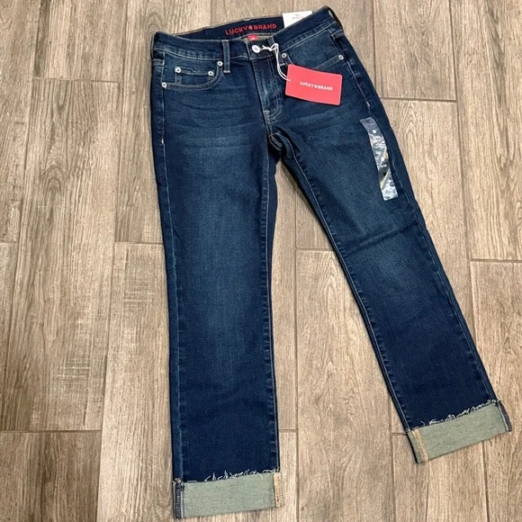 NWT Lucky Brand Dark Blue Sweet Mid Rise Crop Denim Jeans - Picture 4 of 6